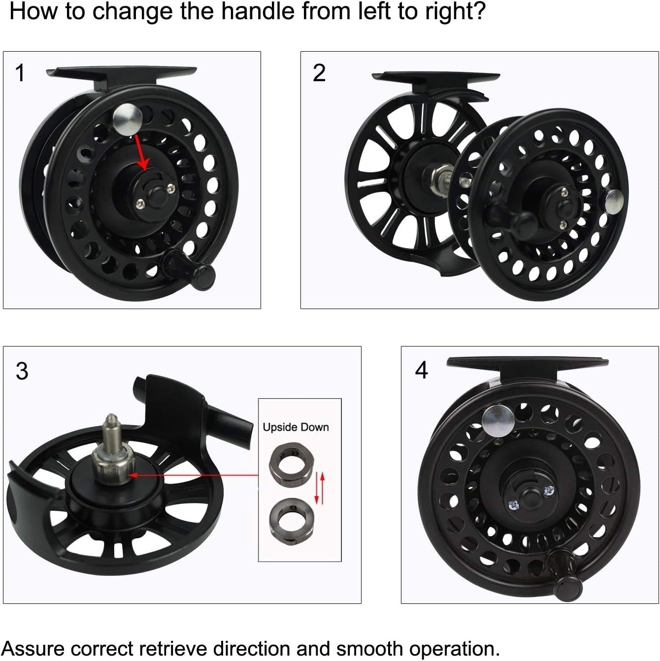 Aventik HVCE Graphite Fly Reel, Center Drag System Classic III Graphite 5/6wt Large Arbor Freshwater Fly Fishing Reels