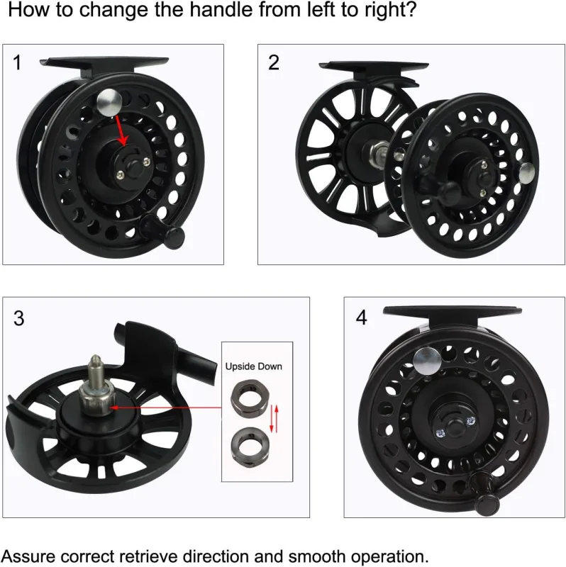 Aventik HVCE Graphite Fly Reel, Center Drag System Classic III Graphite 5/6wt Large Arbor Freshwater Fly Fishing Reels