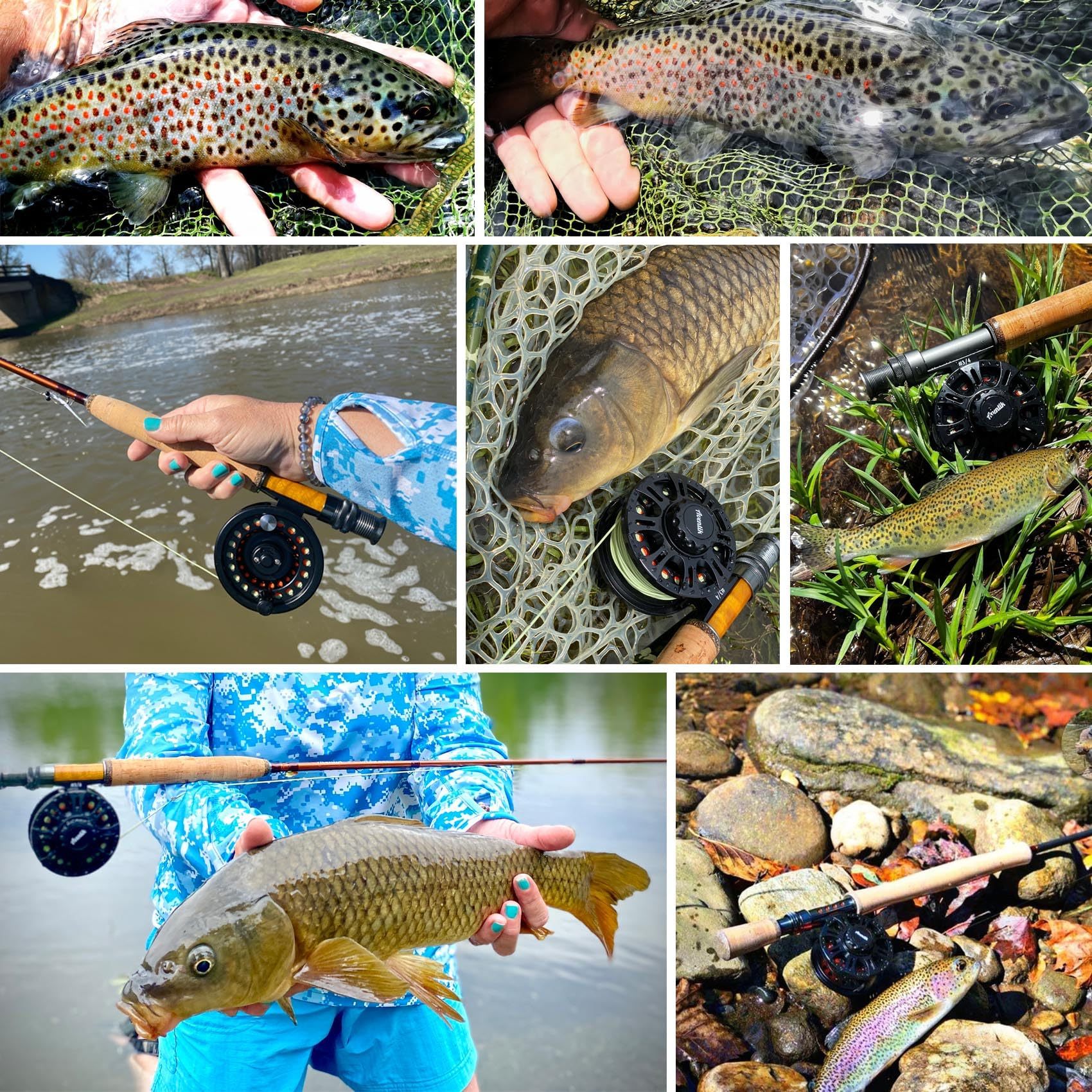 Aventik HVCE Graphite Fly Reel Center Drag System Classic III Graphite Large Arbor Sizes 3/4, 5/6, 7/8 Fly Fishing Reels