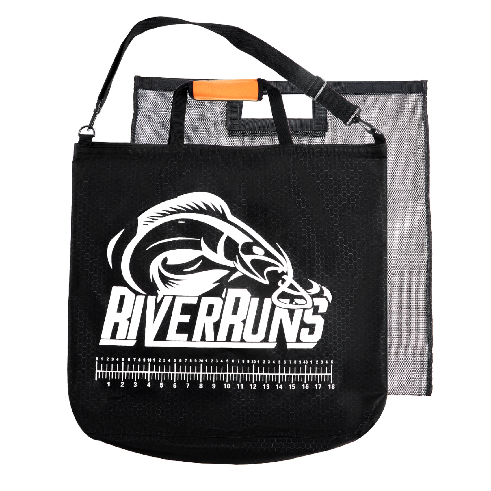 Heavy-Duty Fish Weigh-In Bag with Detachable Mesh Liner, 23.6 x 22.4 Inches Leak and Rip Resistant Fish Bag with Measuring Scale and Detachable Shoulder Strap