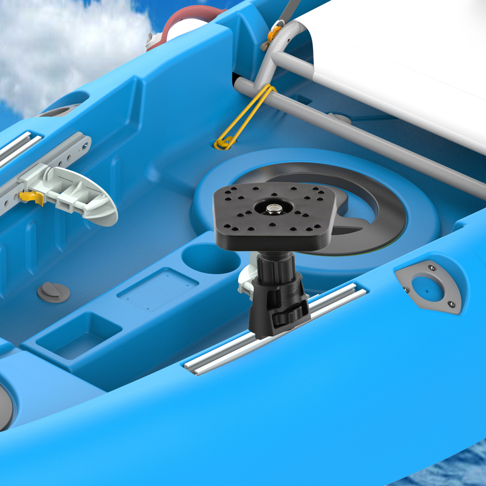 Heavy-Duty Kayak Track Adapter for Rod Holders & Accessories – Anti-Rotation Locking Base, Fits Standard Kayak Rails – Easy No-Drill Installation for Fish Finder, GoPro, Cup Holder