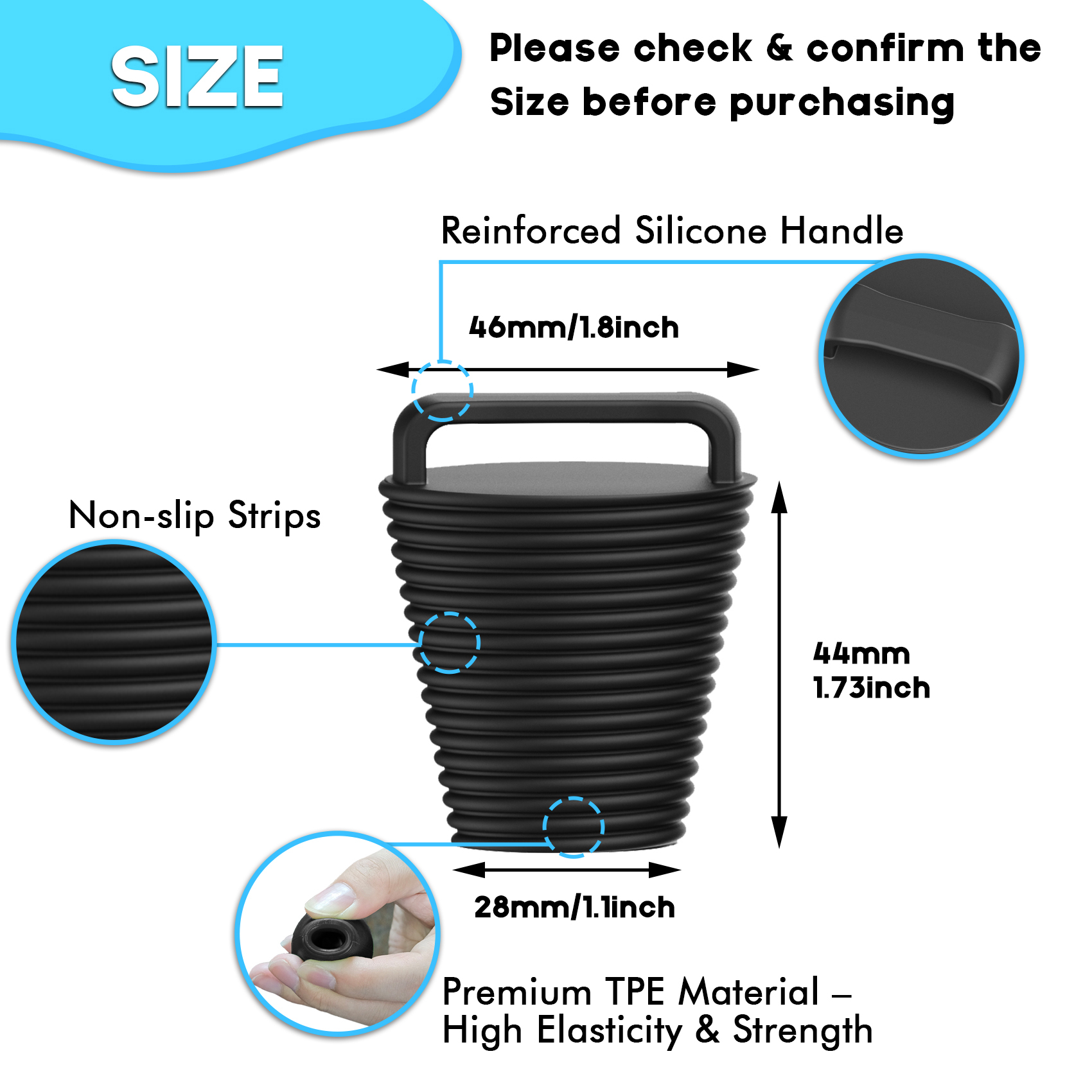 8 Pcs Kayak Scupper Plugs Kit with Silicone Handles 2 Sizes Scupper Plugs Drain Holes Stopper Non-Slip Easy Installation Waterproof & Leak-Proof Scupper Plugs for Kayaks Canoes Fishing Boats