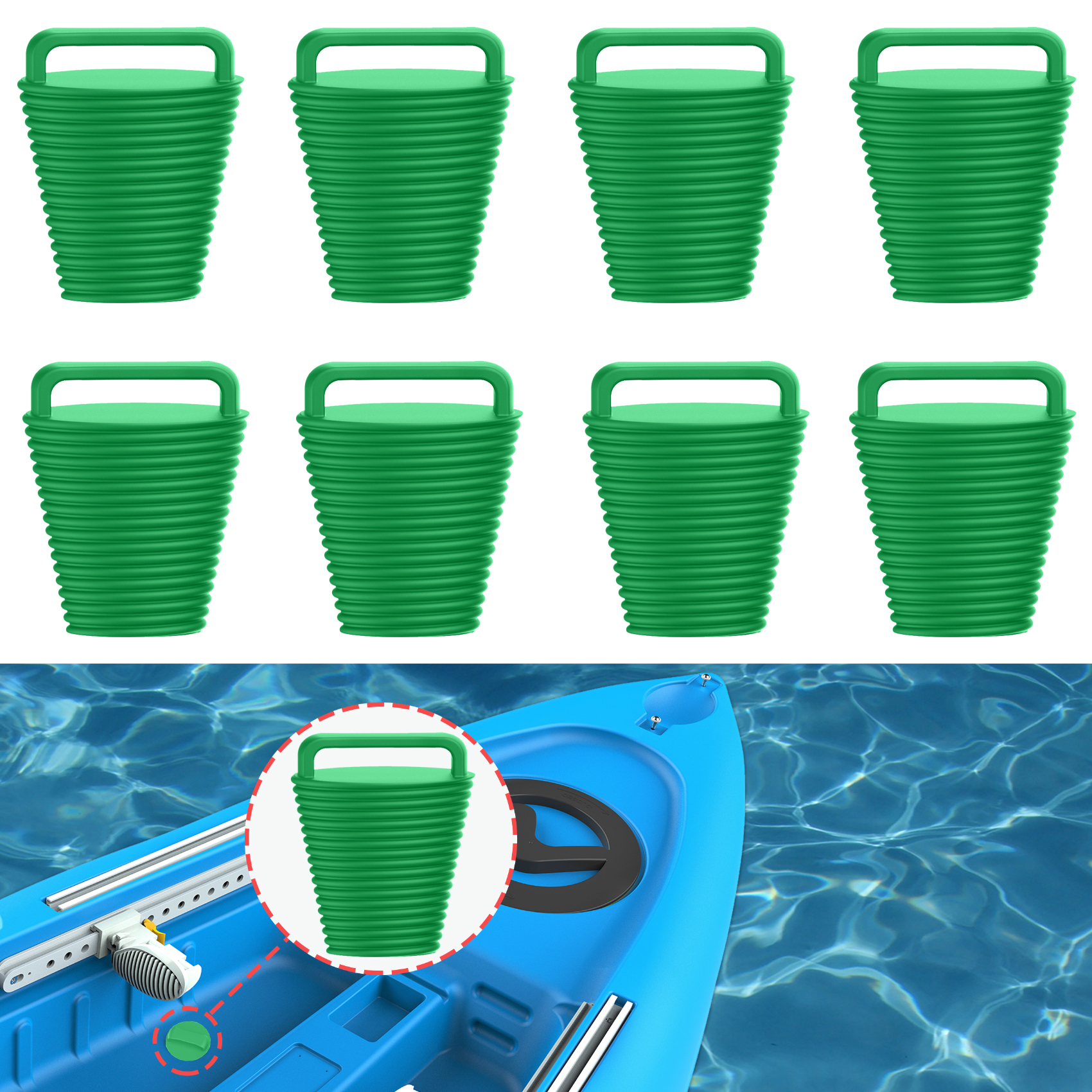 8 Pcs Kayak Scupper Plugs Kit with Silicone Handles 2 Sizes Scupper Plugs Drain Holes Stopper Non-Slip Easy Installation Waterproof & Leak-Proof Scupper Plugs for Kayaks Canoes Fishing Boats