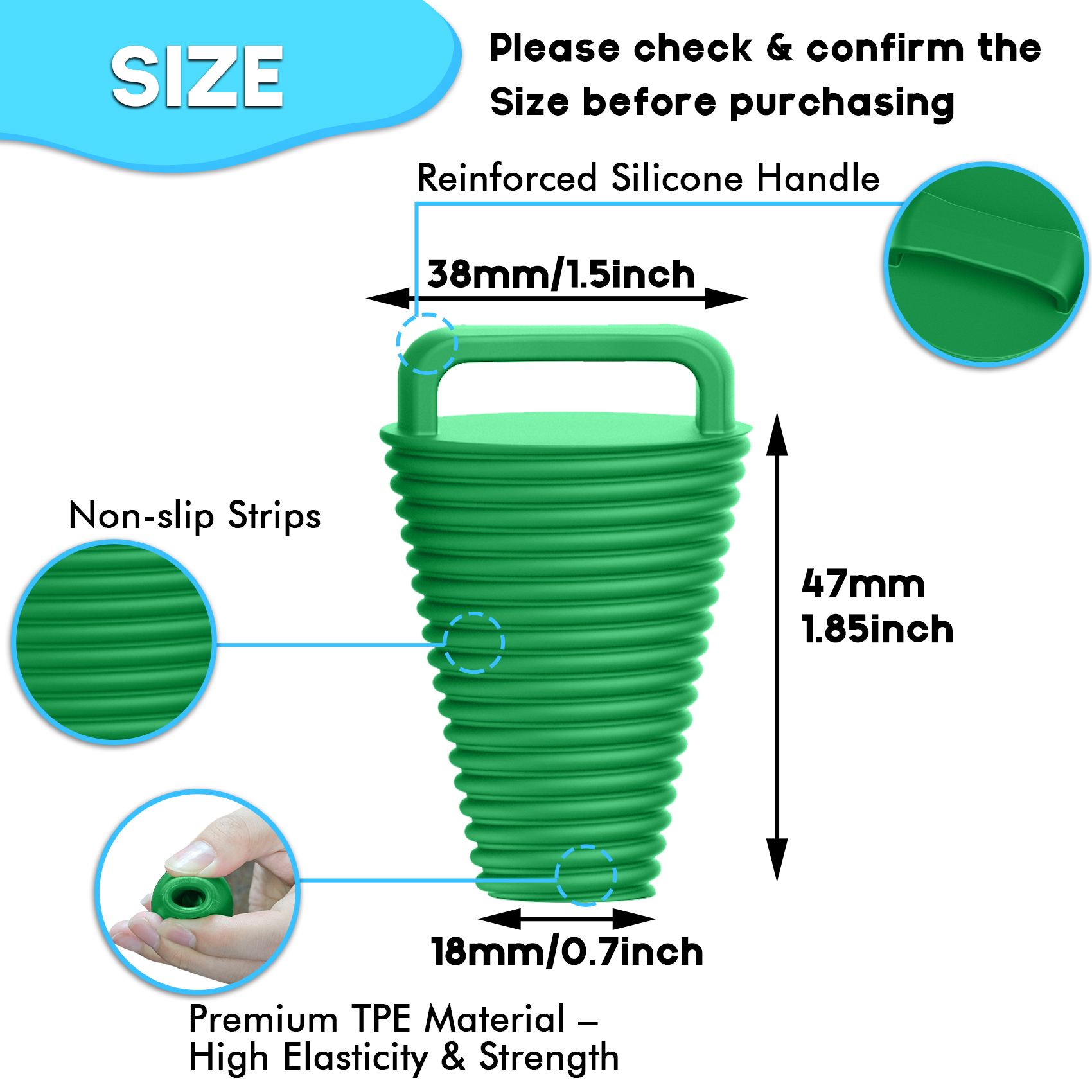 8 Pcs Kayak Scupper Plugs Kit with Silicone Handles 2 Sizes Scupper Plugs Drain Holes Stopper Non-Slip Easy Installation Waterproof & Leak-Proof Scupper Plugs for Kayaks Canoes Fishing Boats