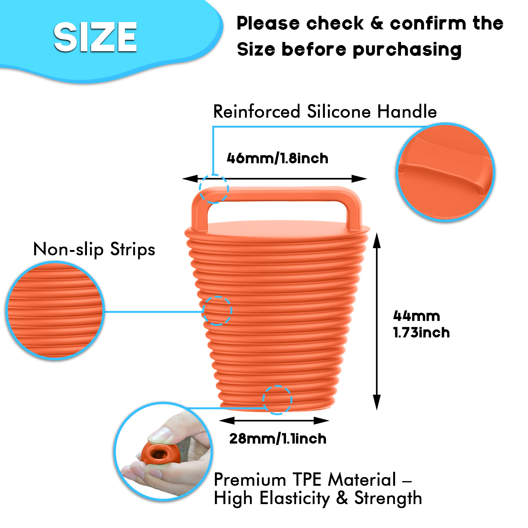 8 Pcs Kayak Scupper Plugs Kit with Silicone Handles 2 Sizes Scupper Plugs Drain Holes Stopper Non-Slip Easy Installation Waterproof & Leak-Proof Scupper Plugs for Kayaks Canoes Fishing Boats