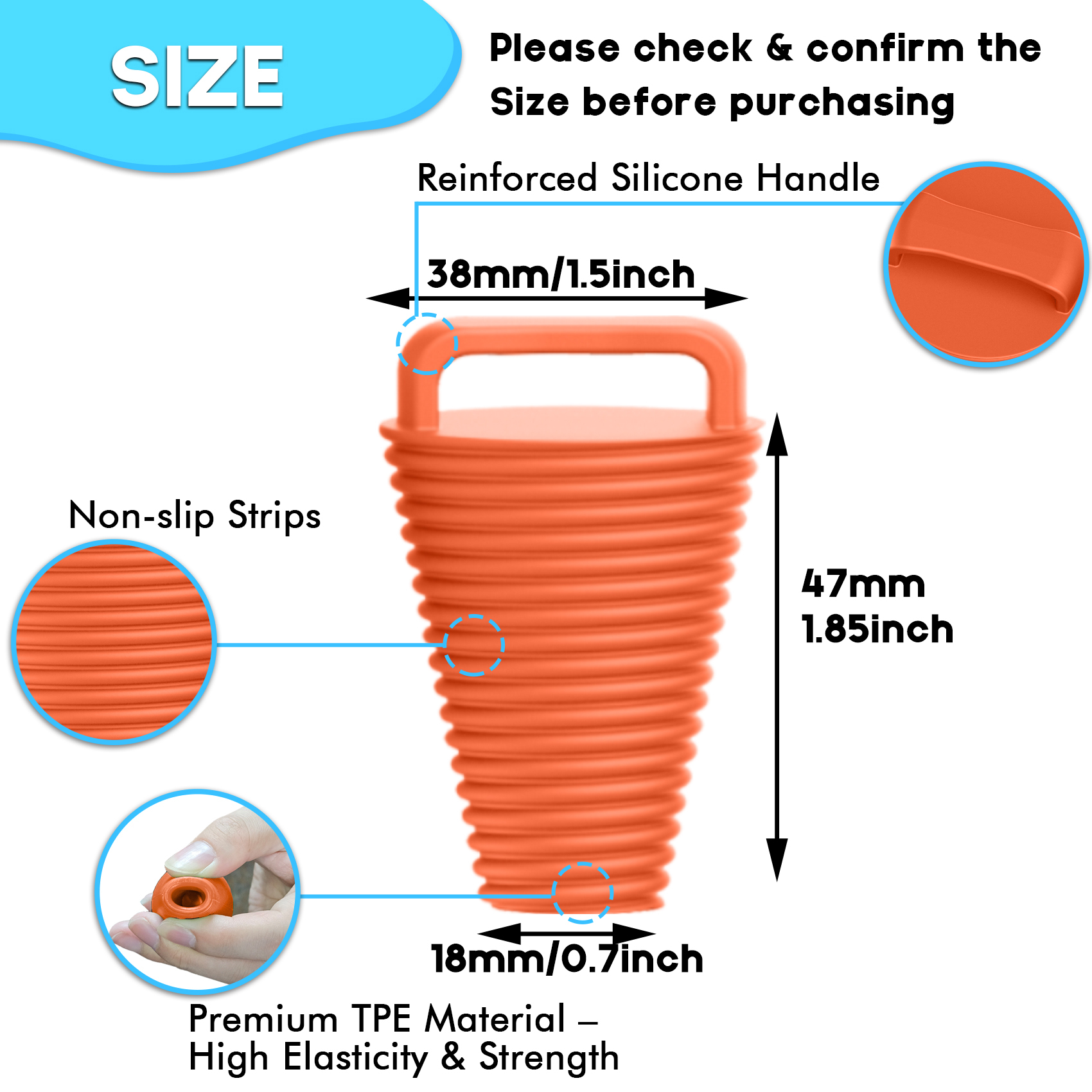 8 Pcs Kayak Scupper Plugs Kit with Silicone Handles 2 Sizes Scupper Plugs Drain Holes Stopper Non-Slip Easy Installation Waterproof & Leak-Proof Scupper Plugs for Kayaks Canoes Fishing Boats