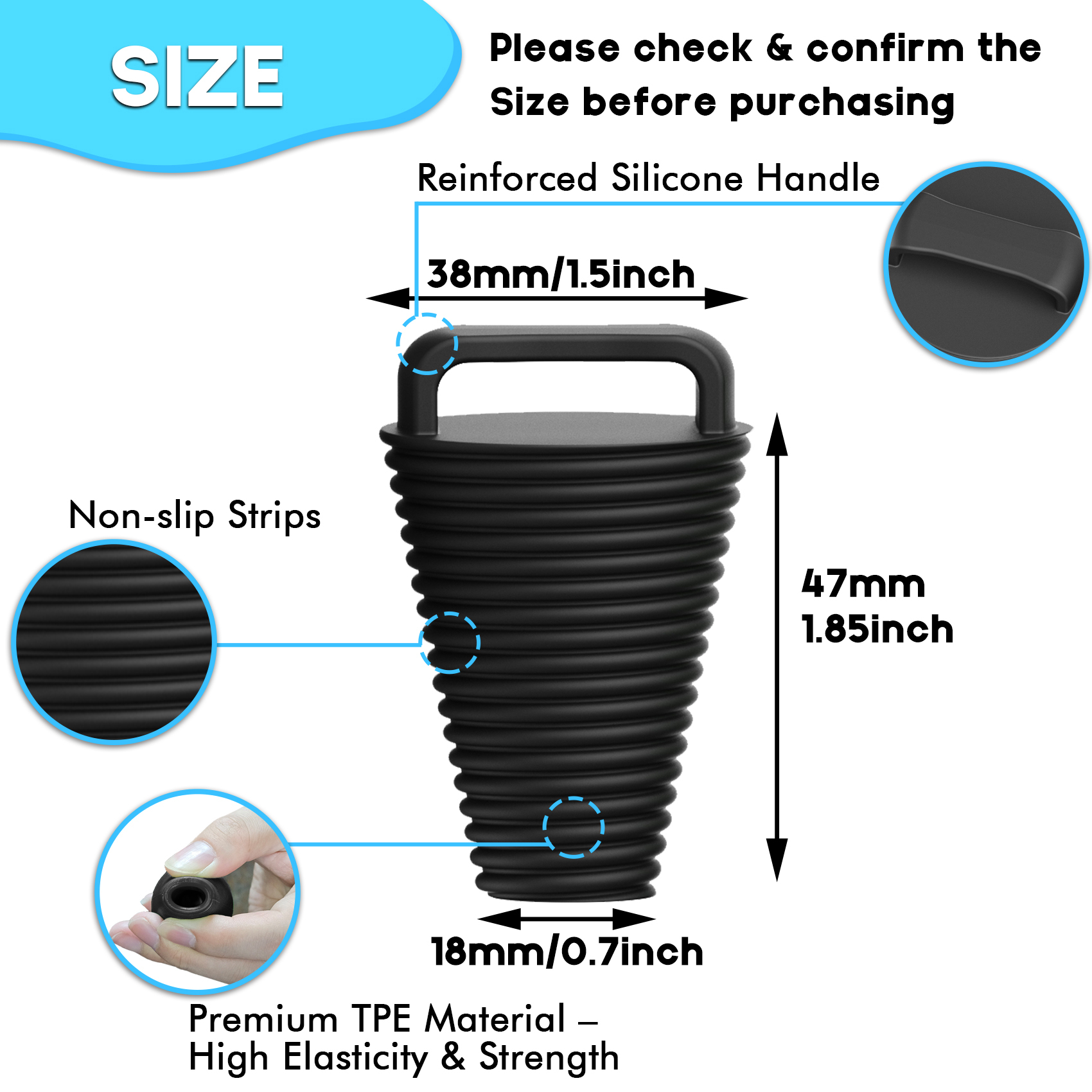 8 Pcs Kayak Scupper Plugs Kit with Silicone Handles 2 Sizes Scupper Plugs Drain Holes Stopper Non-Slip Easy Installation Waterproof & Leak-Proof Scupper Plugs for Kayaks Canoes Fishing Boats