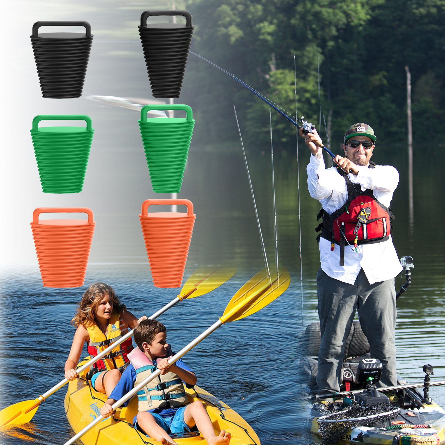 8 Pcs Kayak Scupper Plugs Kit with Silicone Handles 2 Sizes Scupper Plugs Drain Holes Stopper Non-Slip Easy Installation Waterproof & Leak-Proof Scupper Plugs for Kayaks Canoes Fishing Boats