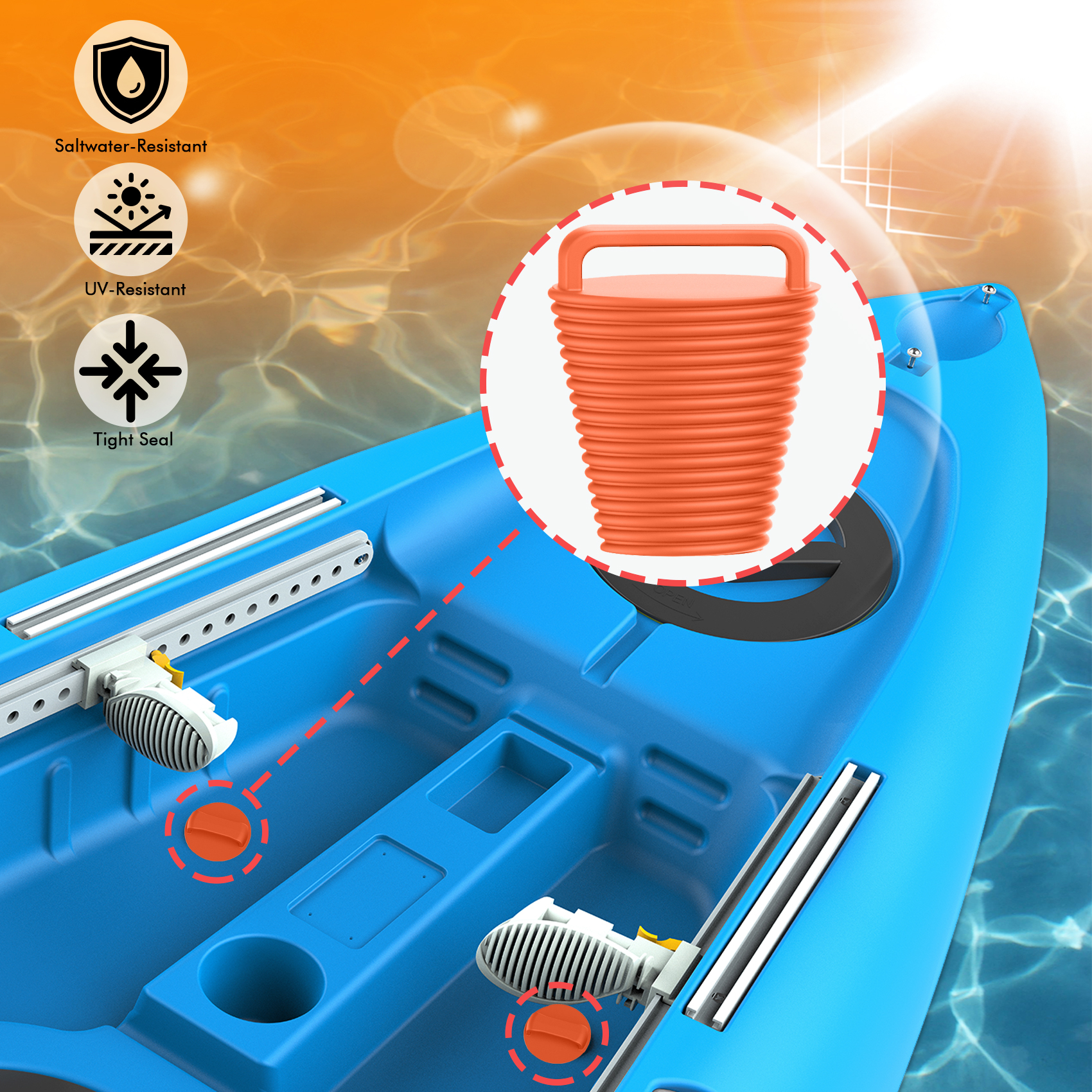 8 Pcs Kayak Scupper Plugs Kit with Silicone Handles 2 Sizes Scupper Plugs Drain Holes Stopper Non-Slip Easy Installation Waterproof & Leak-Proof Scupper Plugs for Kayaks Canoes Fishing Boats