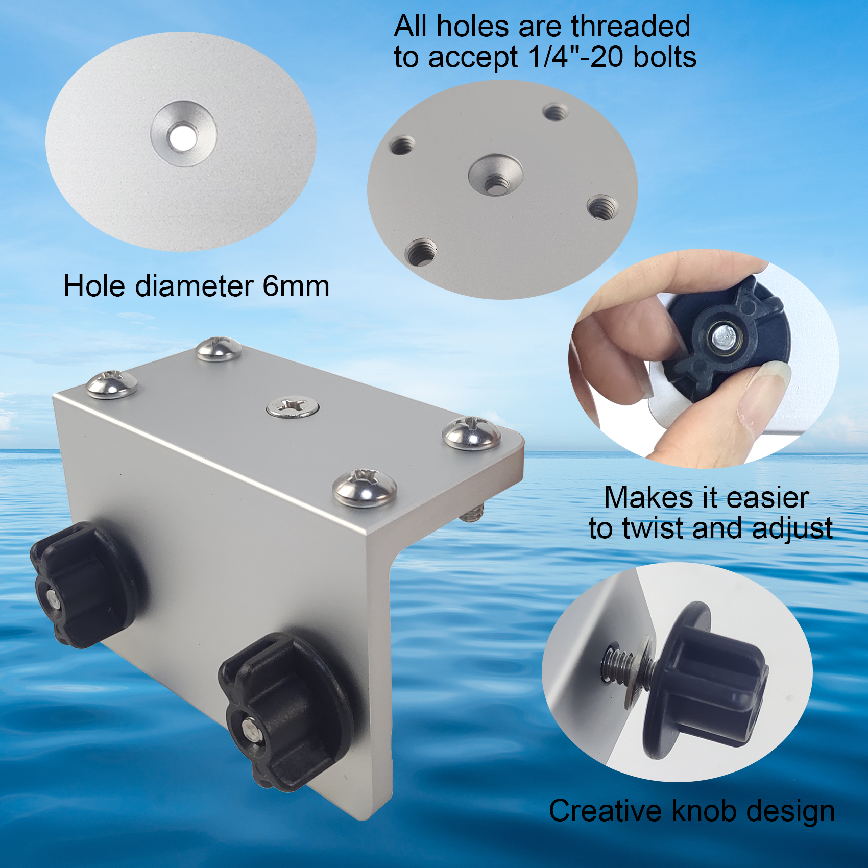 #2001 Universal Track Bracket for Tracker Versatrack System, 90° Aluminum Slider Base Compatible with Lund, Ranger, Lowe Boats, Pre-Drilled Mount for Rod Holders & Marine Accessories