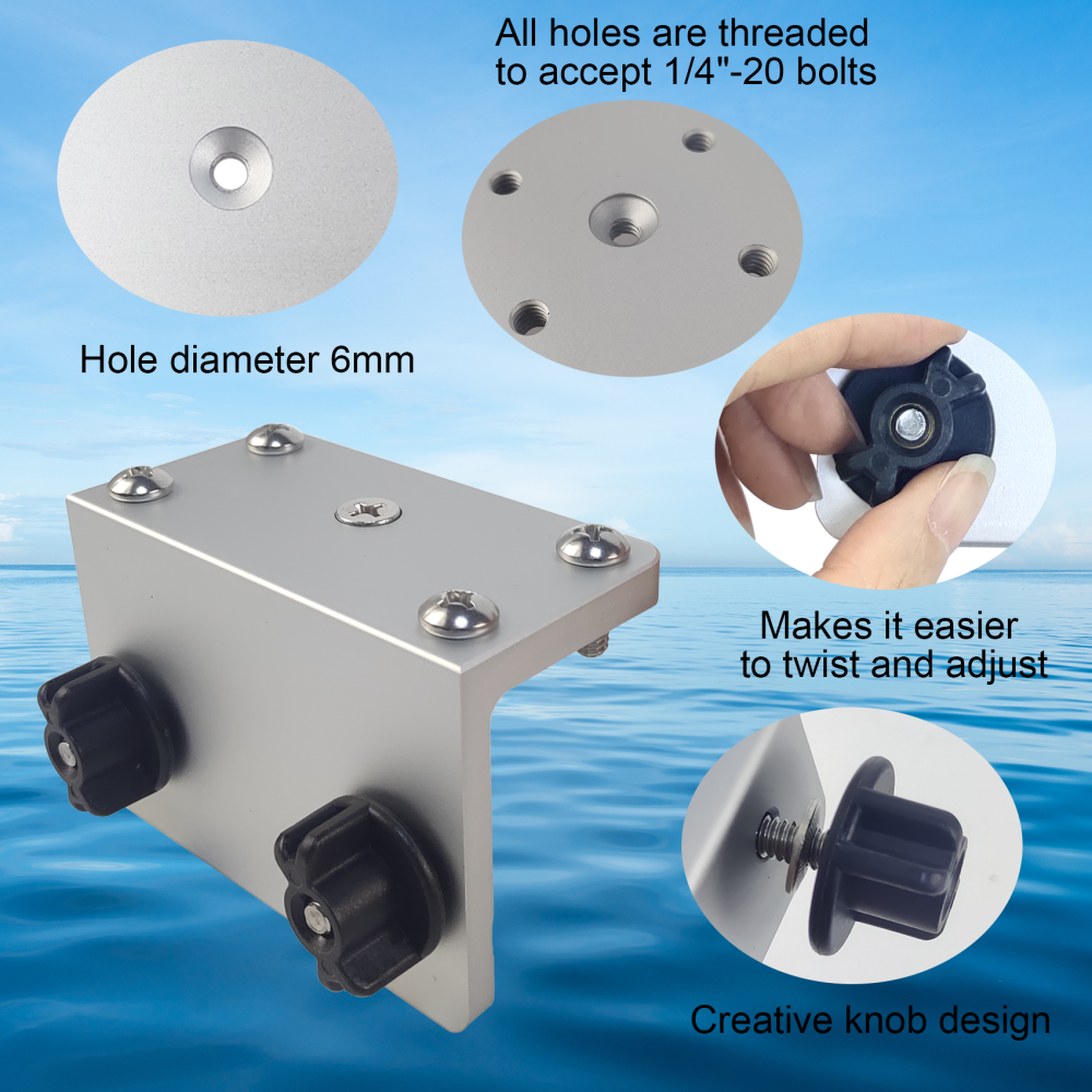 #2001 Universal Track Bracket for Tracker Versatrack System, 90° Aluminum Slider Base Compatible with Lund, Ranger, Lowe Boats, Pre-Drilled Mount for Rod Holders & Marine Accessories