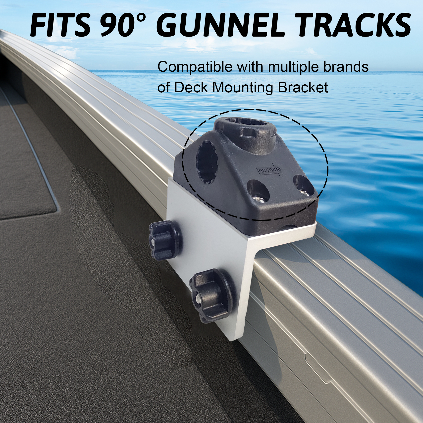 #2001 Universal Track Bracket for Tracker Versatrack System, 90° Aluminum Slider Base Compatible with Lund, Ranger, Lowe Boats, Pre-Drilled Mount for Rod Holders & Marine Accessories
