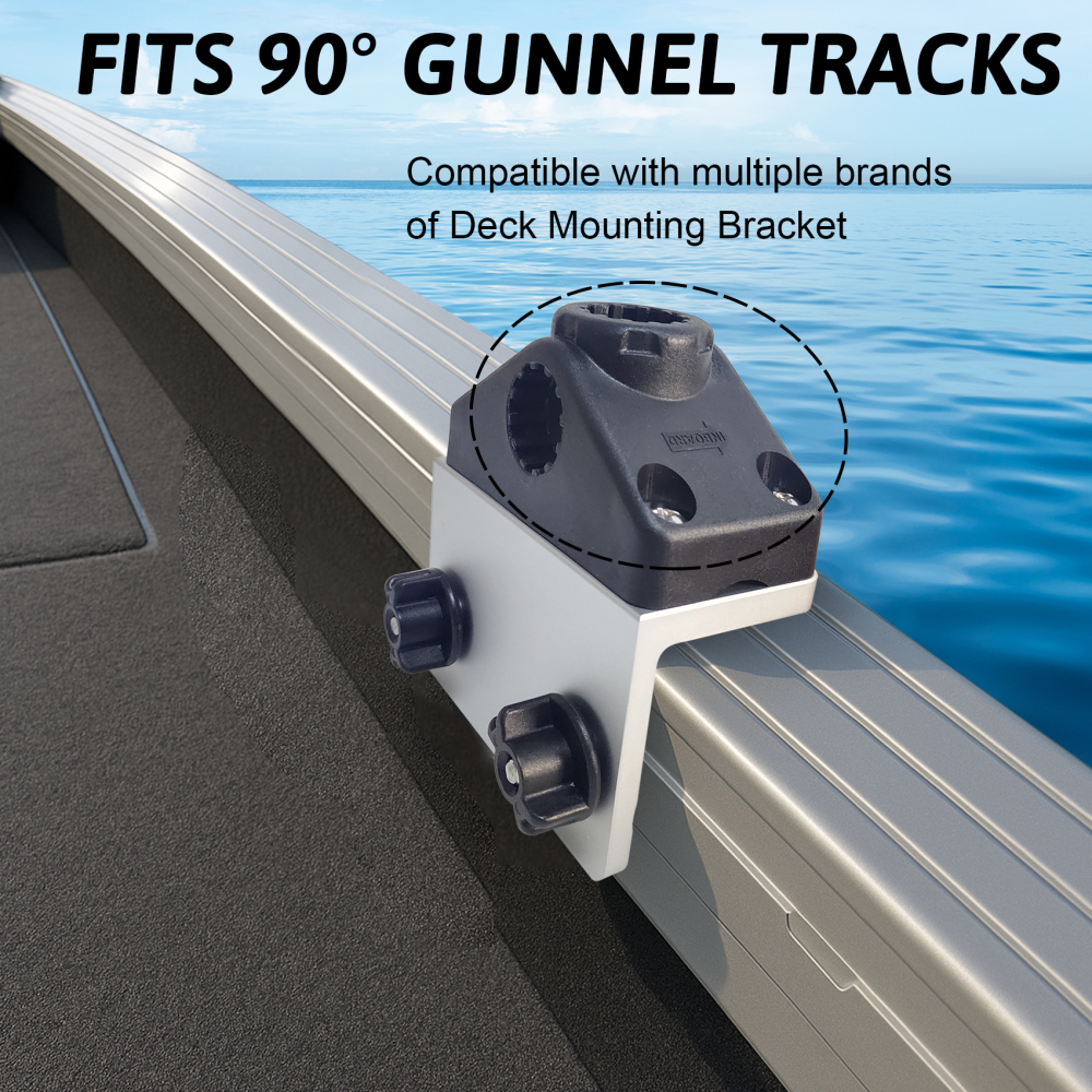 #2001 Universal Track Bracket for Tracker Versatrack System, 90° Aluminum Slider Base Compatible with Lund, Ranger, Lowe Boats, Pre-Drilled Mount for Rod Holders & Marine Accessories