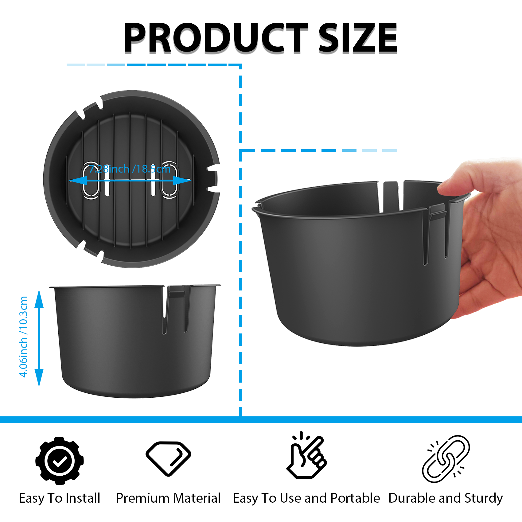 2 Pack Kayak Hatch Bucket Container, Kayak Storage Accessories, Kayak Fishing Storage Bin, Fit Hatch Opening 6 7/8" Boats