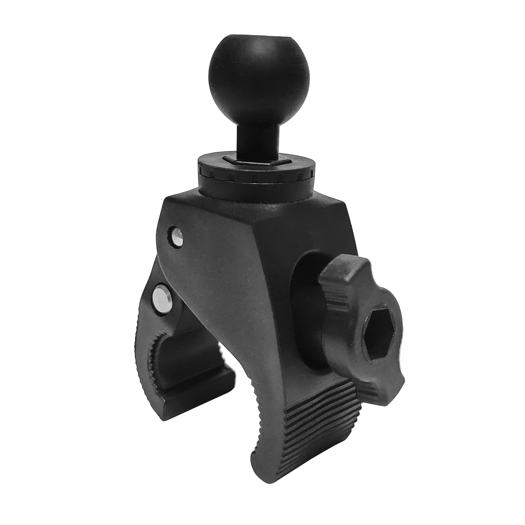 Mount Clamp Base with 1-Inch / 25mm Ball, Fits 0.63" to 1.5" Rails/Post/Pole/Handlebar, Compatible with RAM B Size Double Socket Arms, All Industry Standard 1 inch mounts