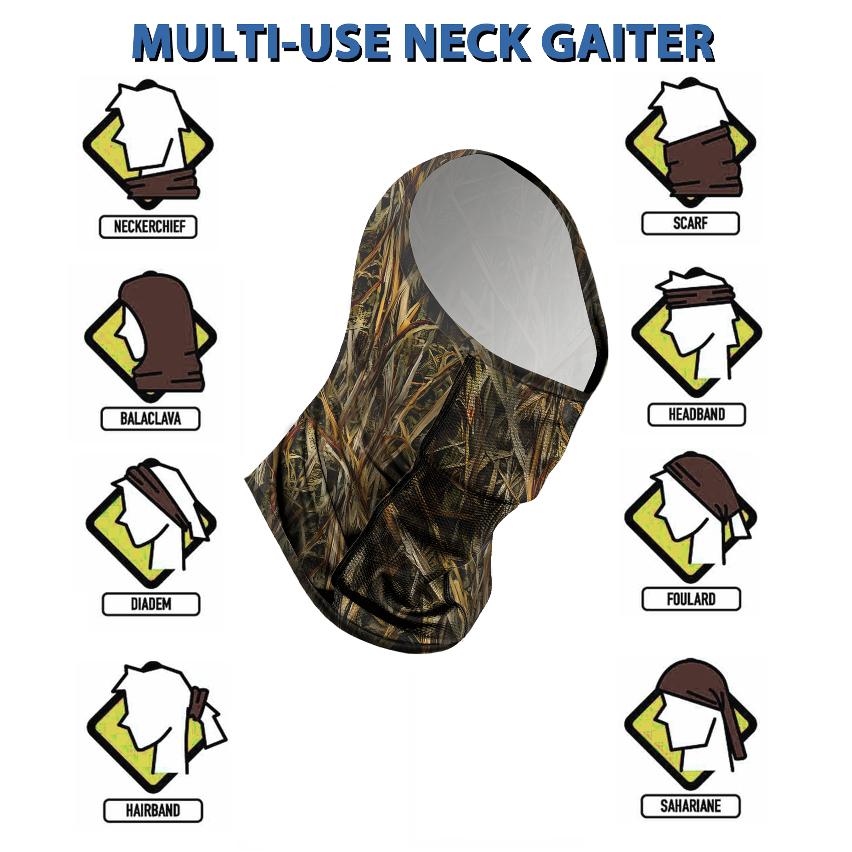 Riverruns Super Breathable Neck Gaiter Multi-use Headscarf for Fishing Hunting Kayaking Hiking Cycling