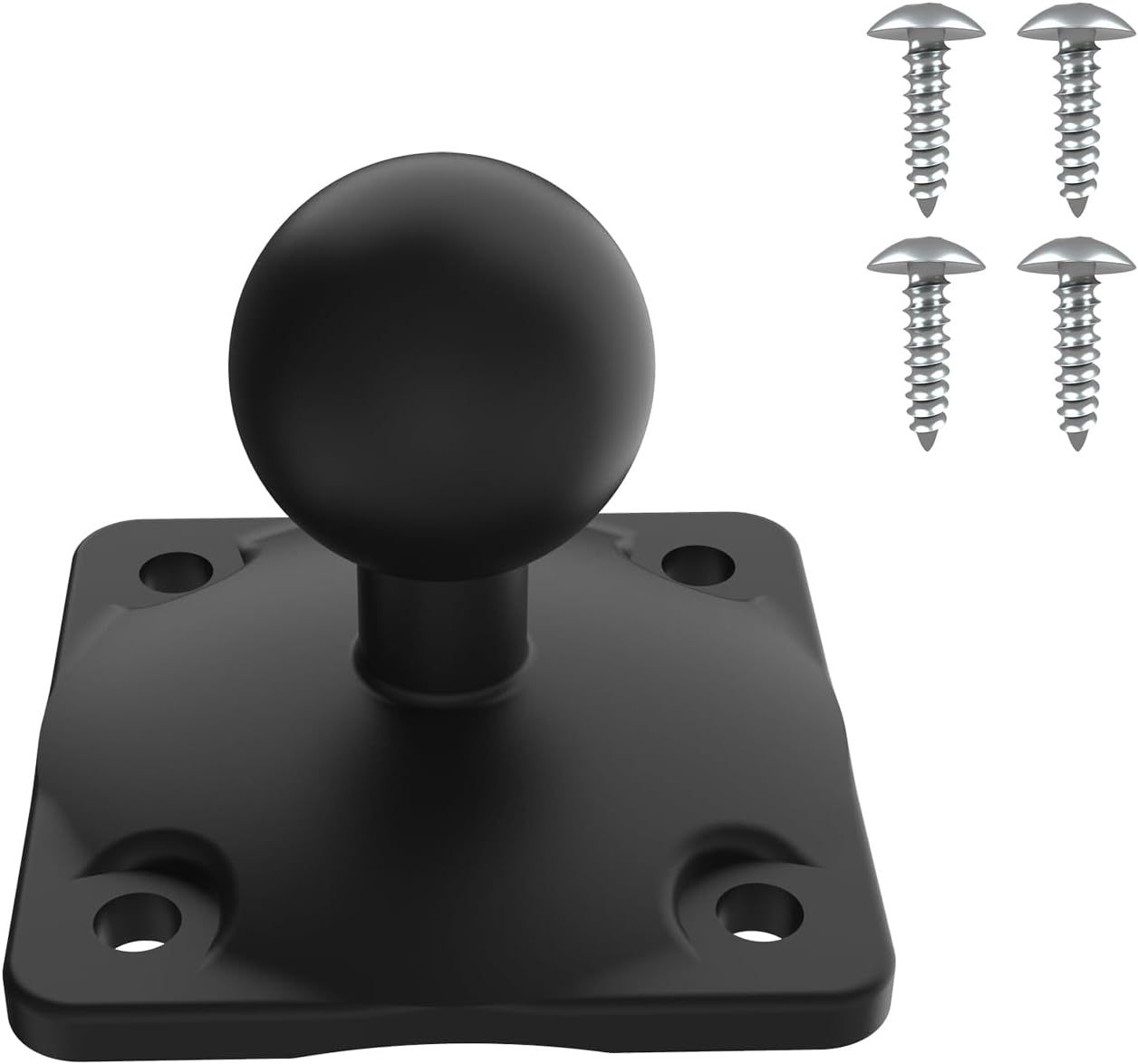 2008 1" Ball Mount Base with 4-Hole AMPS Square Plate Compatible with RAM Mounts B Size 1 Inch Ball Double Socket Arm