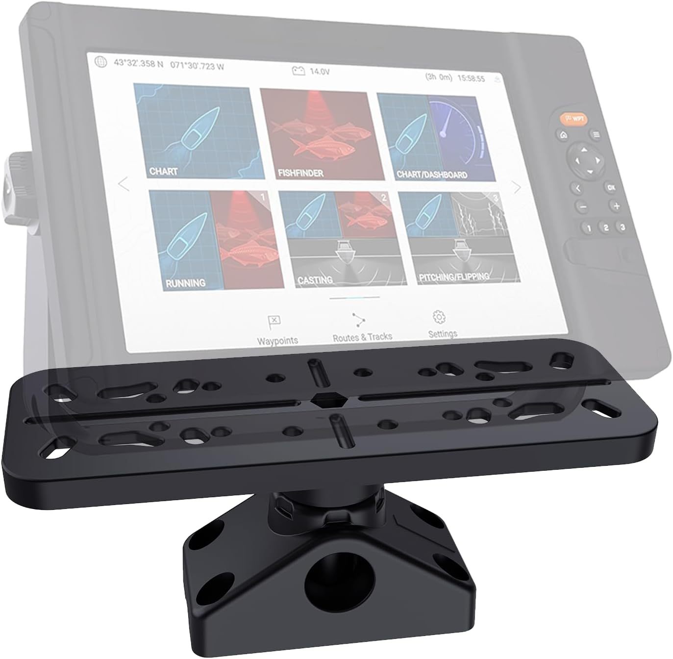 Fish Finder Mount Base, 360° Rotating Boat Electronics Holder, Marine-Grade Composite Mount for Fishfinder, Compatible with Garmin,Lowrance,Humminbird,Raymarine