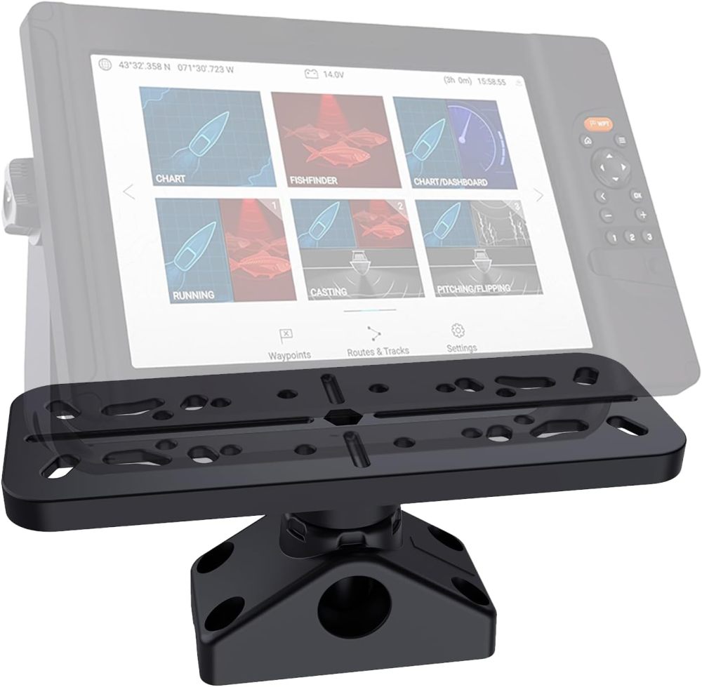 Fish Finder Mount Base, 360° Rotating Boat Electronics Holder, Marine-Grade Composite Mount for Fishfinder, Compatible with Garmin,Lowrance,Humminbird,Raymarine