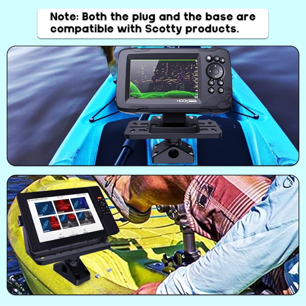 Fish Finder Mount Base, 360° Rotating Boat Electronics Holder, Marine-Grade Composite Mount for Fishfinder, Compatible with Garmin,Lowrance,Humminbird,Raymarine