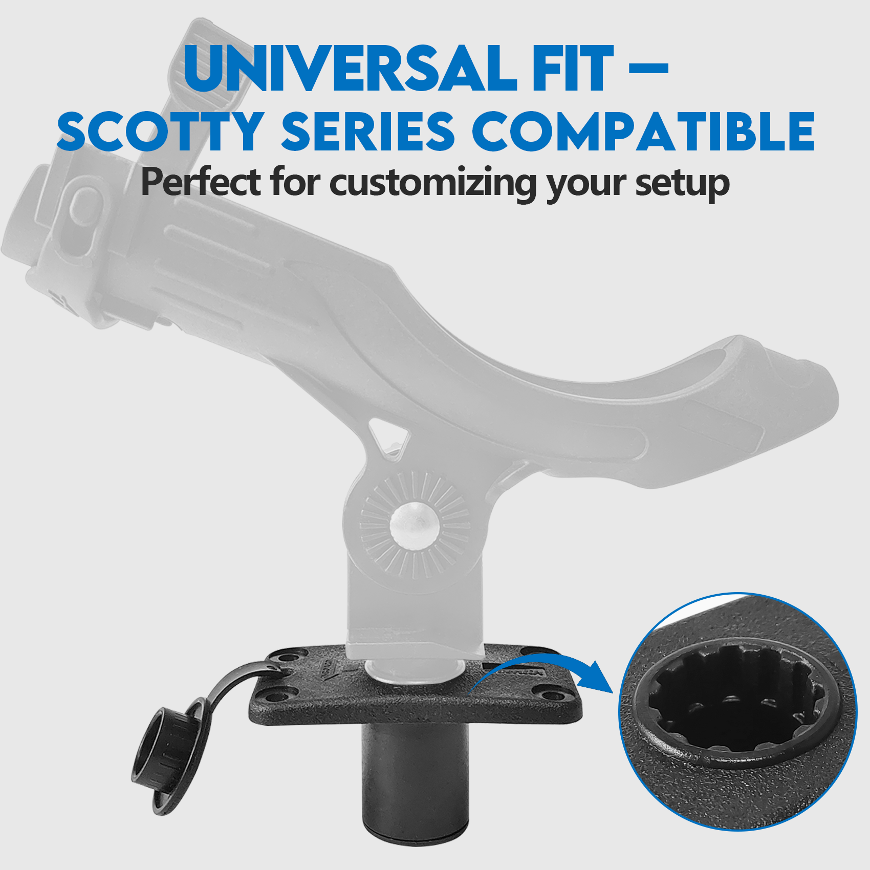 #2001 Flush Mounting Bracket with Rain Cap & Bottom Seal, No Exposed Hardware Compatible with Standard Rod Holders