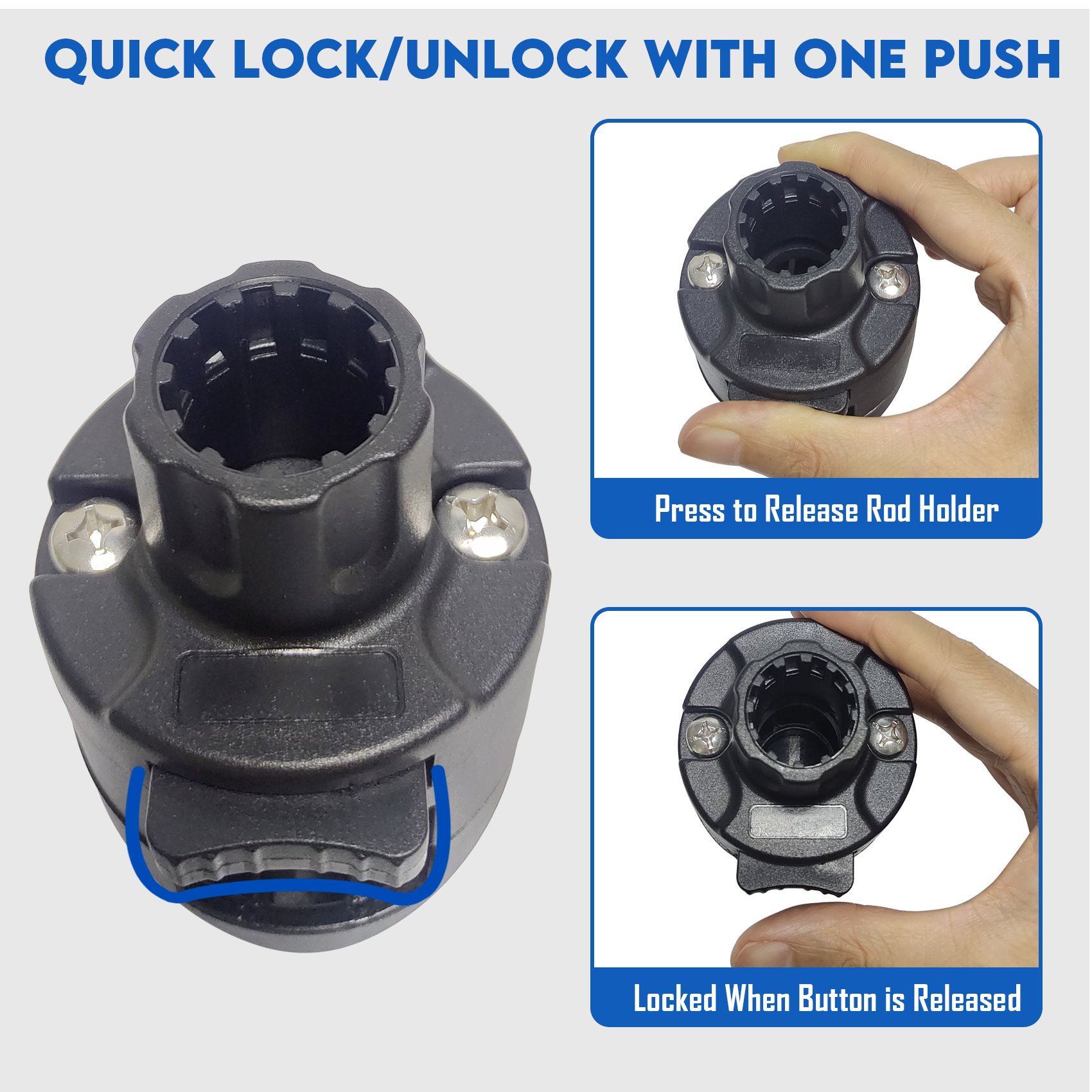 Square Rail Mount for 1-1/4" Square Tube, Compatible with Scotty Post Mount Rod Holders Ideal for Pontoon Boats