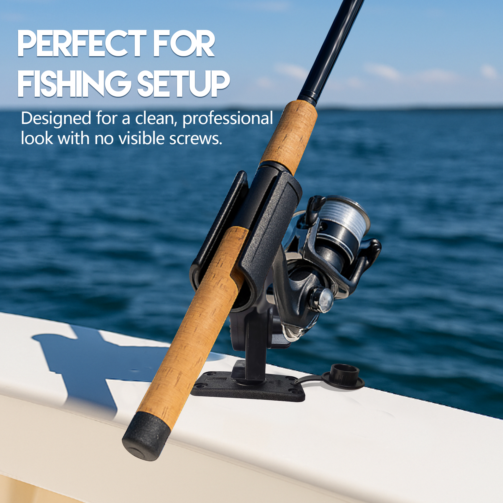 #2001 Flush Mounting Bracket with Rain Cap & Bottom Seal, No Exposed Hardware Compatible with Standard Rod Holders