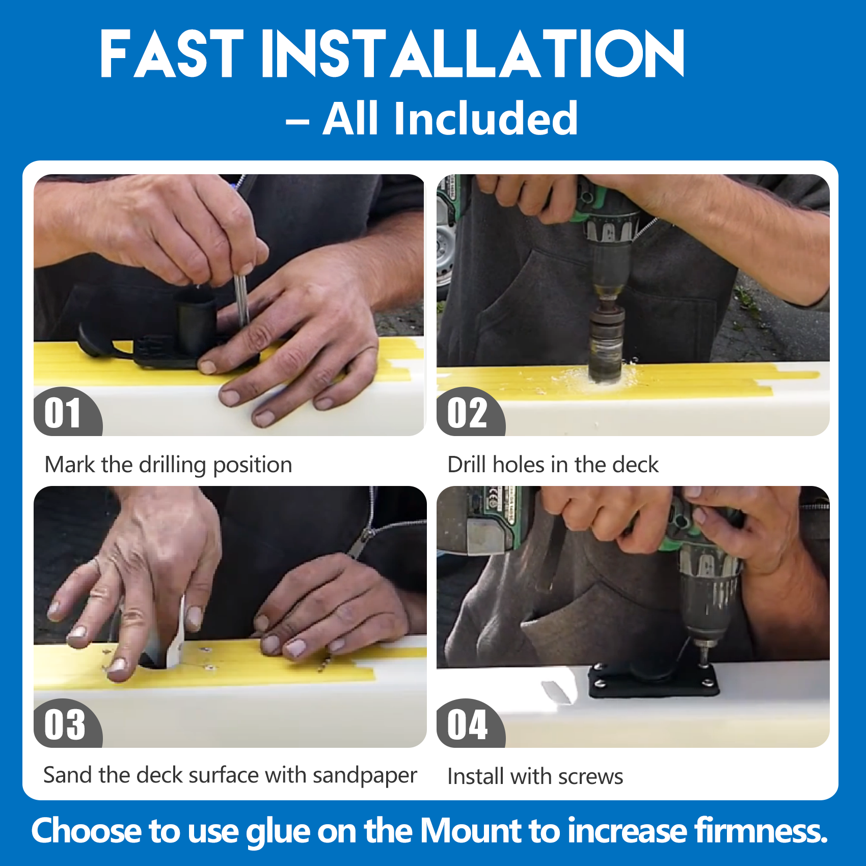 #2001 Flush Mounting Bracket with Rain Cap & Bottom Seal, No Exposed Hardware Compatible with Standard Rod Holders