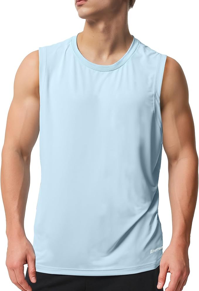 Riverruns Men's Sleeveless Tank Tops Quick Dry Workout Shirts for Gym Fitness Running Beach Swim #1901