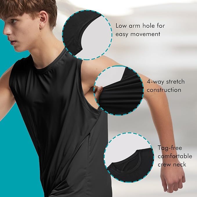 Riverruns Men's Sleeveless Tank Tops Quick Dry Workout Shirts for Gym Fitness Running Beach Swim #1901
