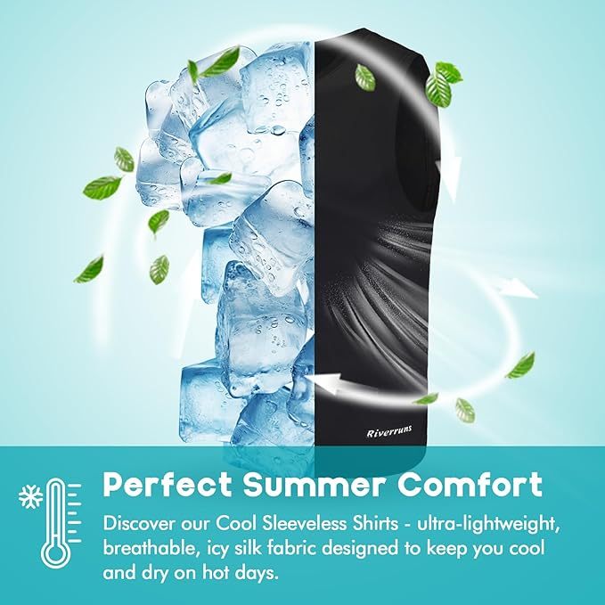 Riverruns Men's Sleeveless Tank Tops Quick Dry Workout Shirts for Gym Fitness Running Beach Swim #1901