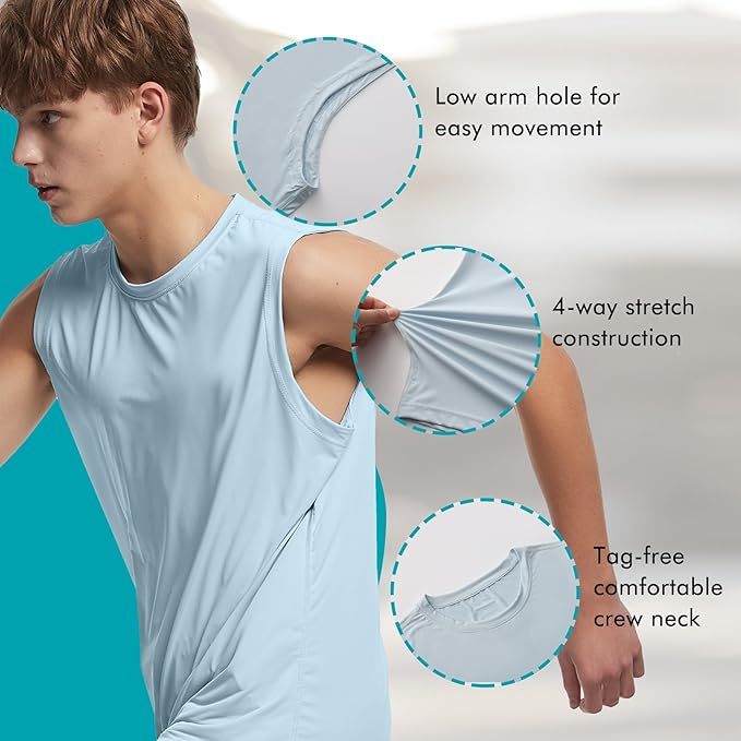 Riverruns Men's Sleeveless Tank Tops Quick Dry Workout Shirts for Gym Fitness Running Beach Swim #1901
