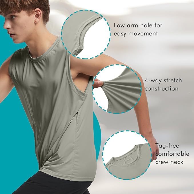 Riverruns Men's Sleeveless Tank Tops Quick Dry Workout Shirts for Gym Fitness Running Beach Swim #1901