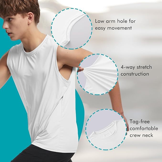 Riverruns Men's Sleeveless Tank Tops Quick Dry Workout Shirts for Gym Fitness Running Beach Swim #1901
