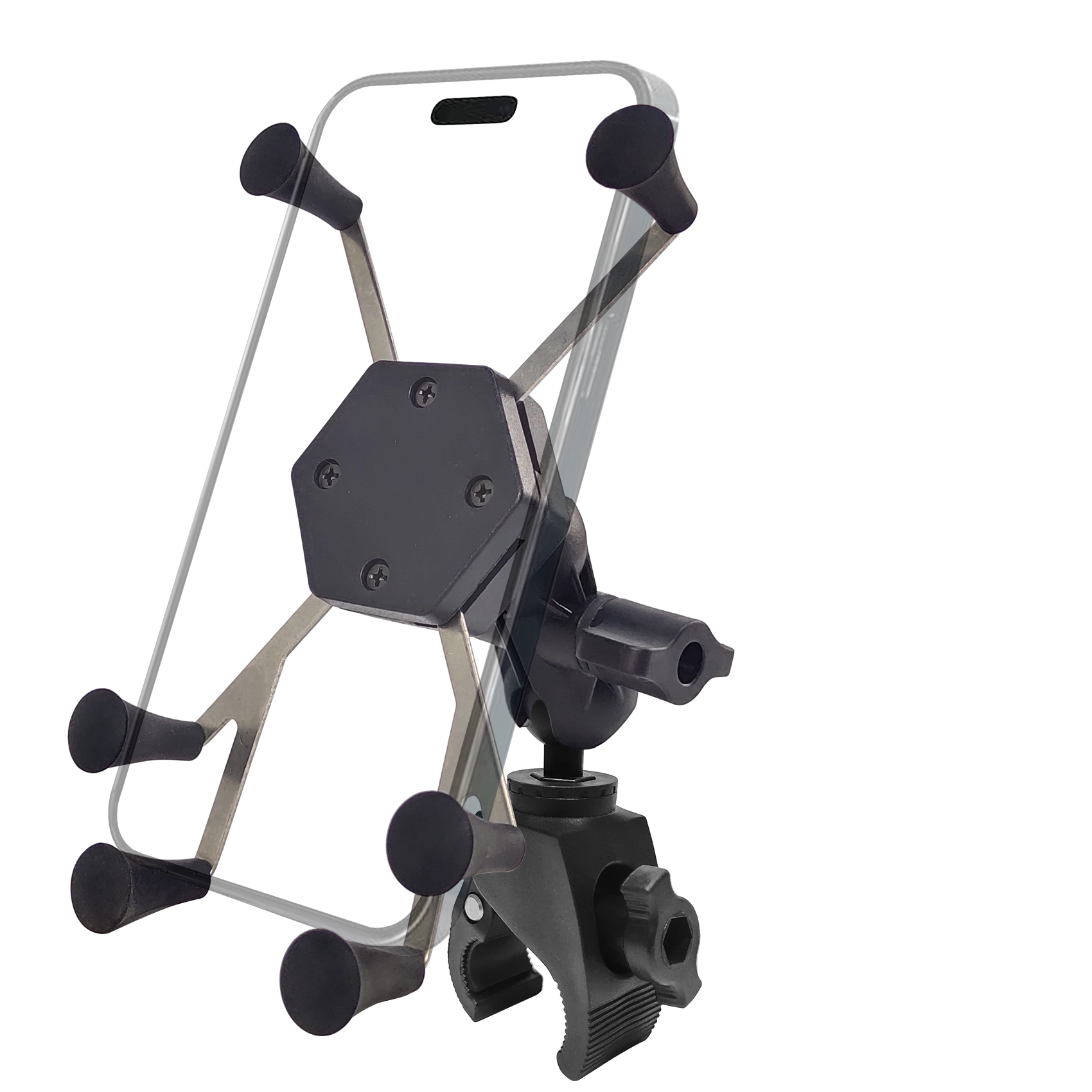 EDSRDPLT Kayak Phone Holder, 6-Claw Anti-Slip Mount, Compatible with 1" Ball Double Socket Arm System, Mount Clamp Base with 1-Inch / 25mm Ball, Fits 1" to 1.6" Rails / Post / Pole / Handlebar