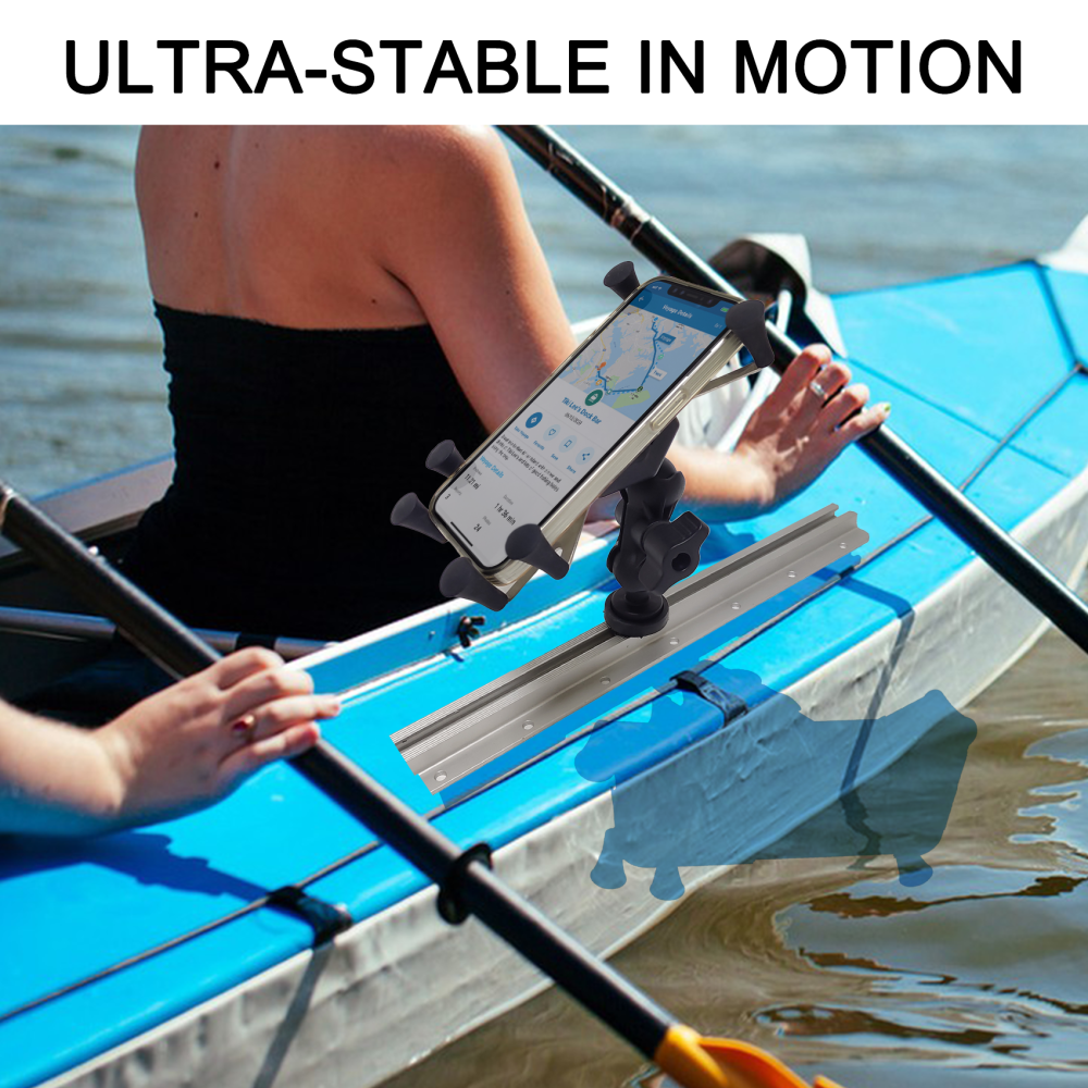 EDSRDPLT Kayak Phone Holder, 6-Claw Anti-Slip Mount, Full Button Access, Compatible with 1" Ball Double Socket Arm System Kayak Fishing Accessories