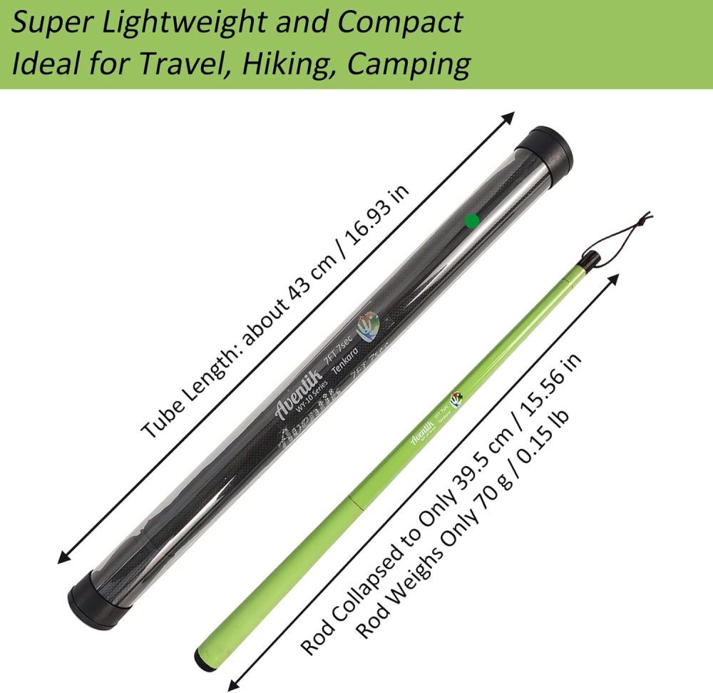 Aventik FreshStart Tenkara Rod in 7ft/8ft, Complete Beginner Tenkara Rod Kit, 24T Carbon Fiber, Easy to Cast Flexible Durable Lightweight and Compact
