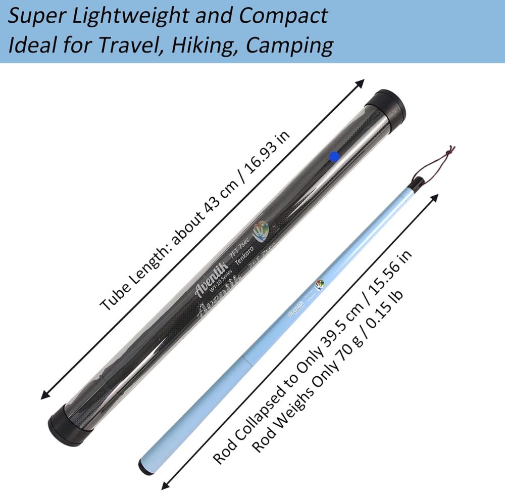 Aventik FreshStart Tenkara Rod in 7ft/8ft, Complete Beginner Tenkara Rod Kit, 24T Carbon Fiber, Easy to Cast Flexible Durable Lightweight and Compact
