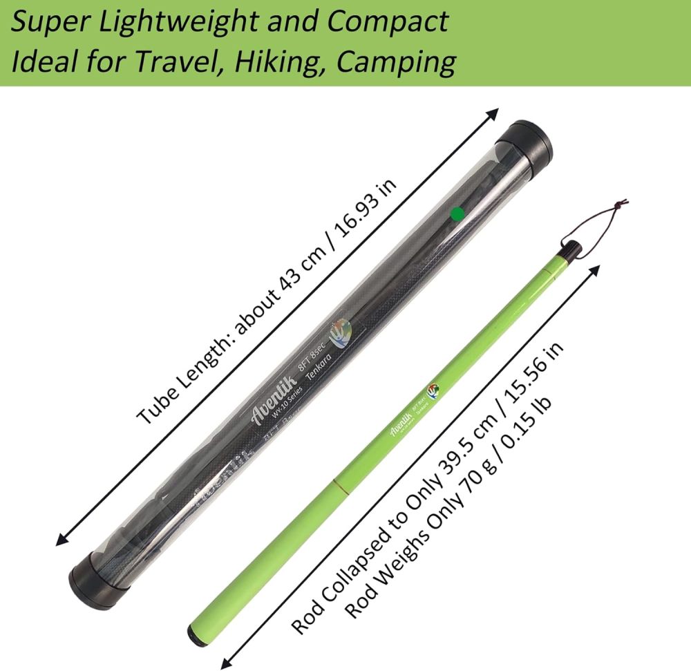 Aventik FreshStart Tenkara Rod in 7ft/8ft, Complete Beginner Tenkara Rod Kit, 24T Carbon Fiber, Easy to Cast Flexible Durable Lightweight and Compact