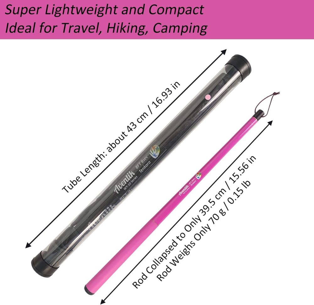 Aventik FreshStart Tenkara Rod in 7ft/8ft, Complete Beginner Tenkara Rod Kit, 24T Carbon Fiber, Easy to Cast Flexible Durable Lightweight and Compact