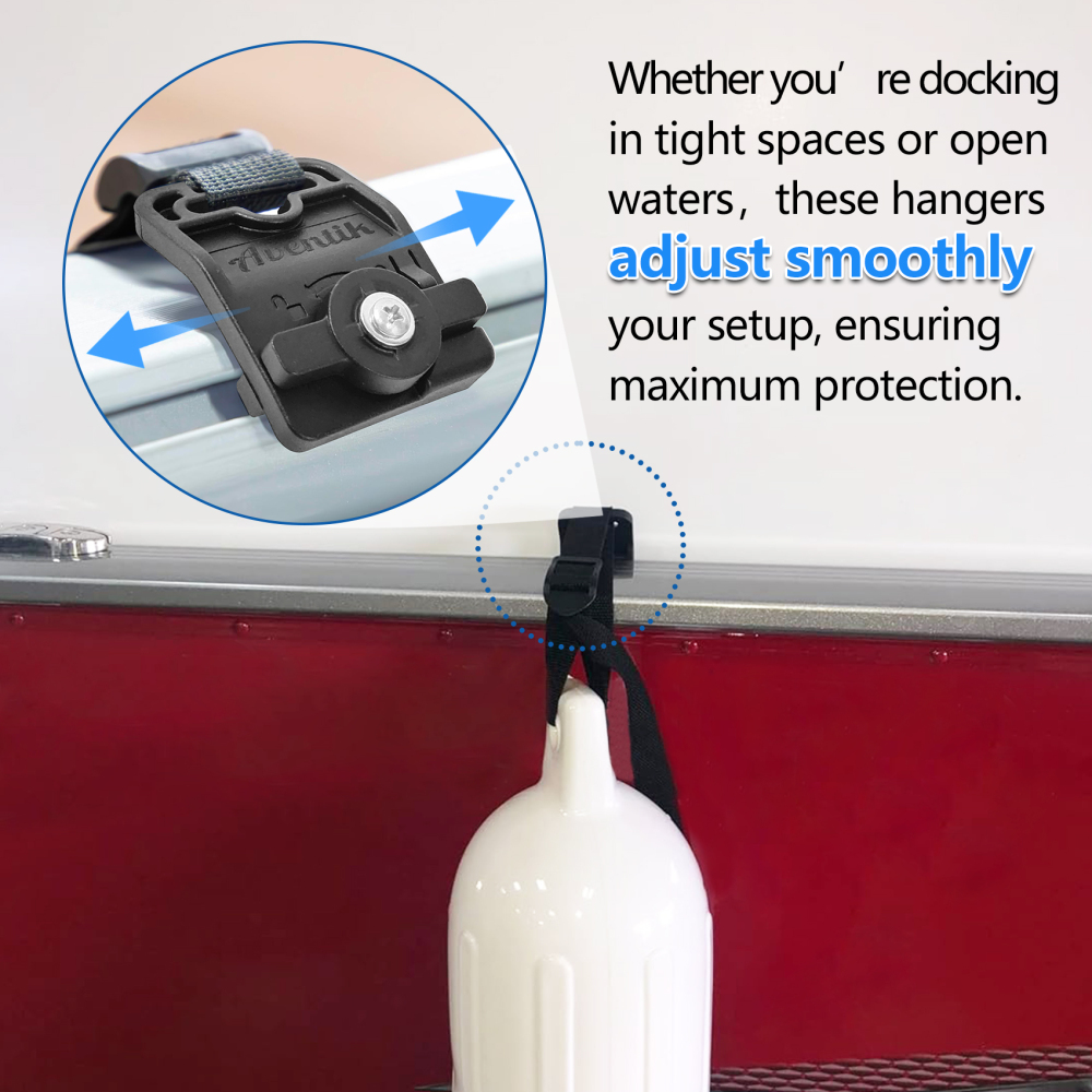 2PCS Adjustable Boat Fender/Bumper Hangers for Lund Sport Track System, No Drilling, Easy Install with Strap