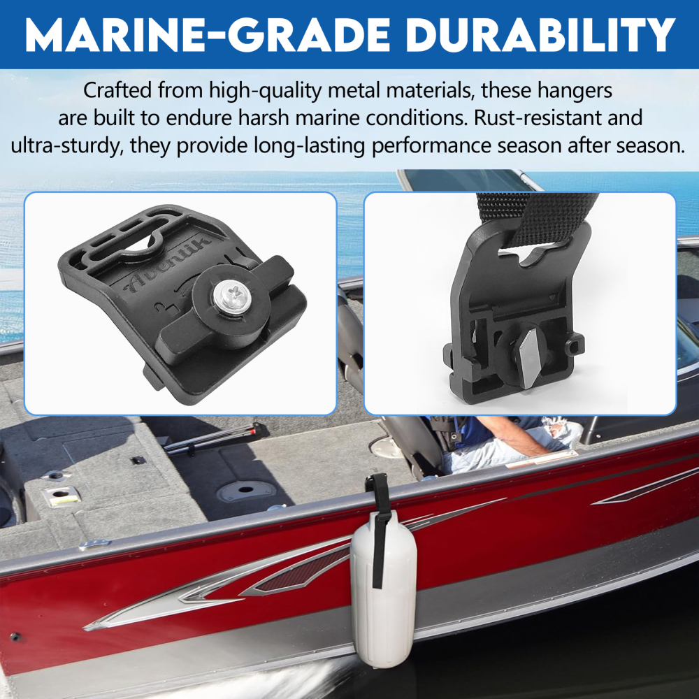 2PCS Adjustable Boat Fender/Bumper Hangers for Lund Sport Track System, No Drilling, Easy Install with Strap