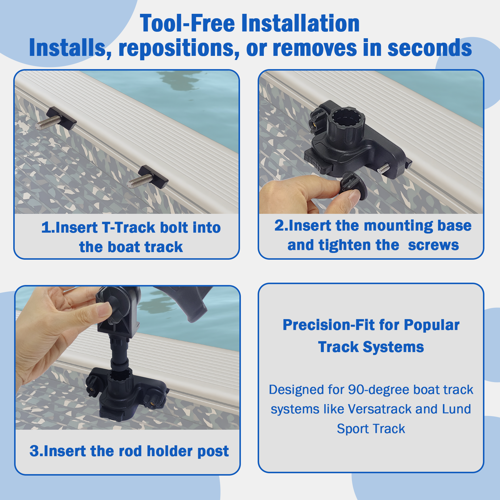90 Degree Boat Track System, Compatible with Versatrack & Lund Sport Ranger Track