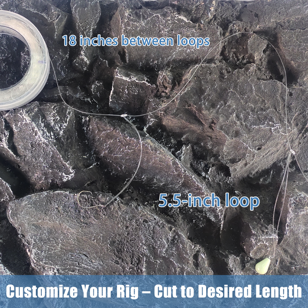 Eupheng Pre-Tied Dropper Loop Fishing Rig, 18" Spacing, 5.5" Loop Size, Ideal for Saltwater & Freshwater Fishing, 20lb-80lb Line Options