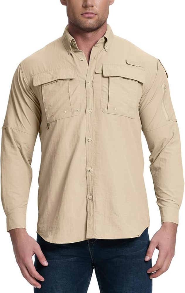 Riverruns UPF 50+ Men's Fishing Shirts, Long Sleeve UV Protection Shirts, Water-Repellent for Hiking, Fishing, Camping