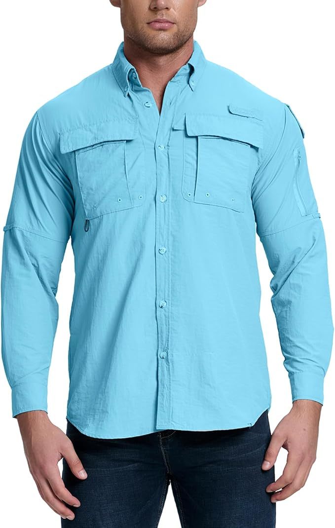 Riverruns UPF 50+ Men's Fishing Shirts, Long Sleeve UV Protection Shirts, Water-Repellent for Hiking, Fishing, Camping