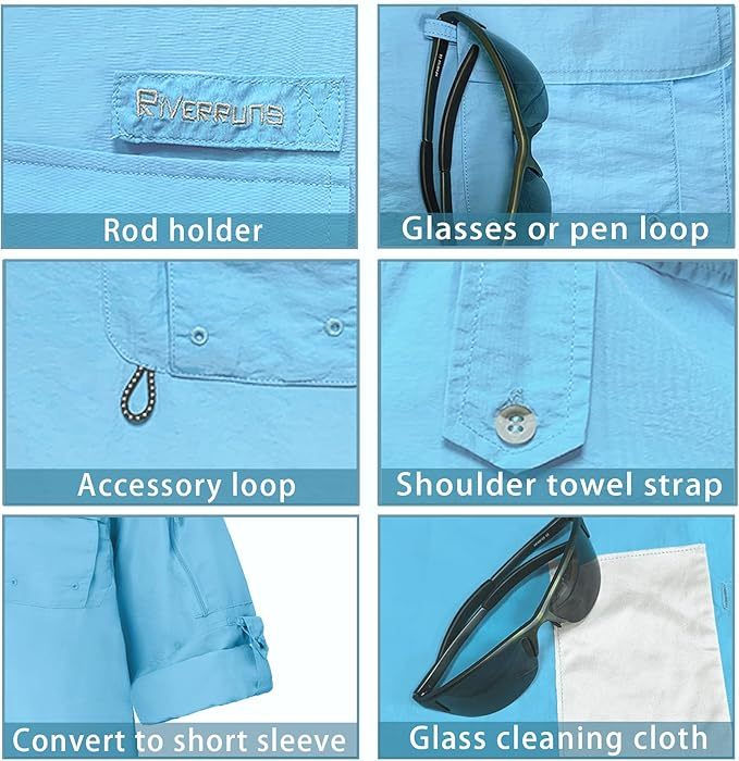 Riverruns UPF 50+ Men's Fishing Shirts, Long Sleeve UV Protection Shirts, Water-Repellent for Hiking, Fishing, Camping