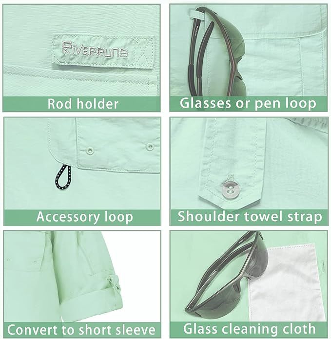 Riverruns UPF 50+ Men's Fishing Shirts, Long Sleeve UV Protection Shirts, Water-Repellent for Hiking, Fishing, Camping