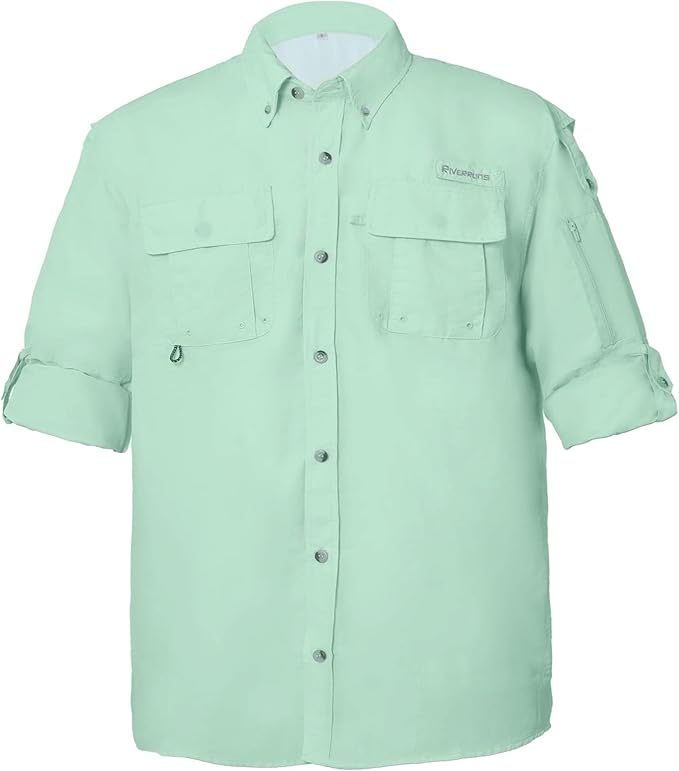 Riverruns UPF 50+ Men's Fishing Shirts, Long Sleeve UV Protection Shirts, Water-Repellent for Hiking, Fishing, Camping