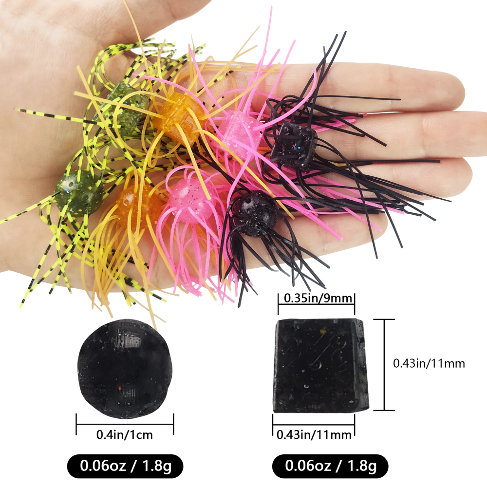 Eupheng Silicone Soft Dice Fishing Lures with Multiple Tentacles, Handmade Slow Sink Bass Fishing Soft Plastic Baits for Drop Shot, Finesse, Wacky Rig